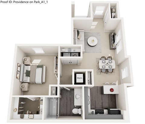 A floor plan of a Providence on Park_A1_1 apartment.